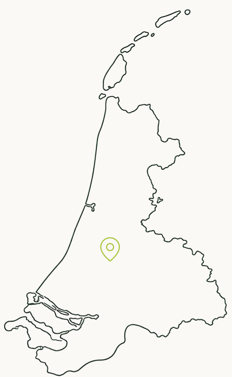 Kaart van Noord- en Zuid-Holland met de standplaats van LBH Bouw in Ter Aar